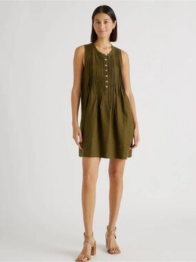 Dress 100% European Linen Sleeveless Swing Dress